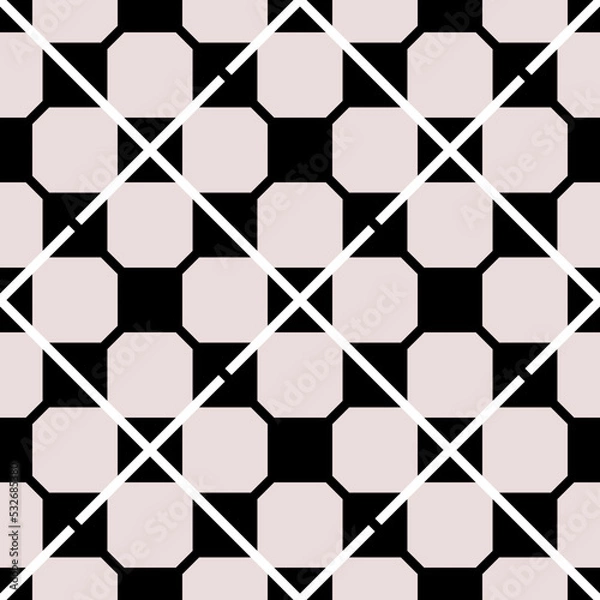 Fototapeta Abstract seamless pattern in geometric ornamental style. monochrome color black pink