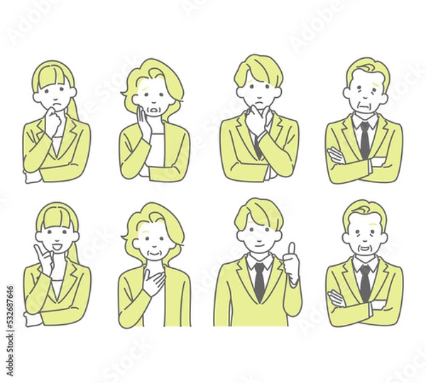 Fototapeta 悩む・解決　ビジネスアイコンセット