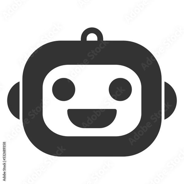 Fototapeta Smiling robot head - icon, illustration on white background, glyph style