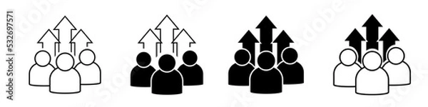 Obraz Team growth icon vector set, development illustration sign collection, popularity symbol.