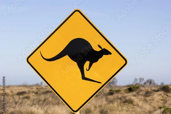 Fototapeta Jumping kangaroo sign
