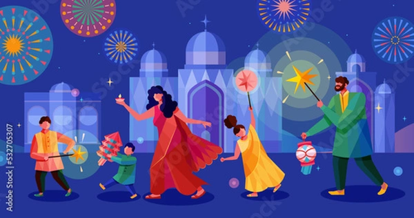 Fototapeta Happy Diwali Illustration