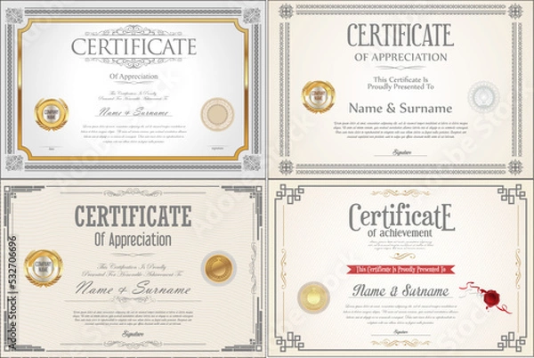 Obraz Premium Golden Black Certificate Template Design