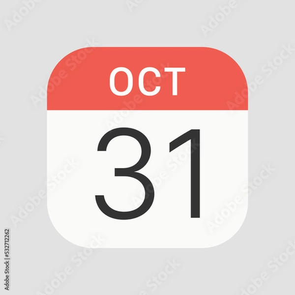 Obraz October 31 icon isolated on background. Date symbol modern, simple, vector, icon for website design, mobile app, ui. Vector Illustration