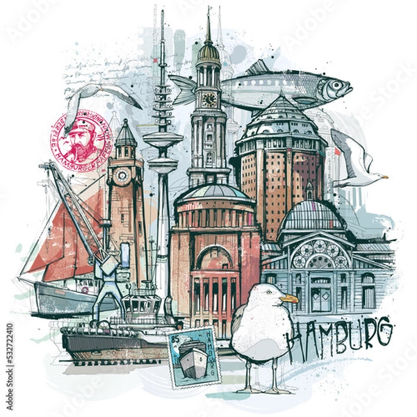 Fototapeta Hamburg Collage