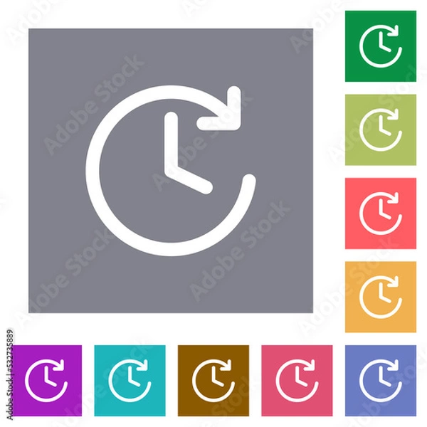 Obraz Circle shaped forward arrow and clock square flat icons