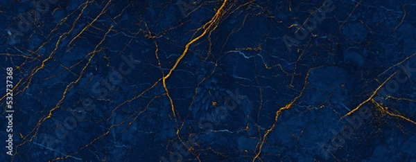 Obraz blue marble background with golden texture 