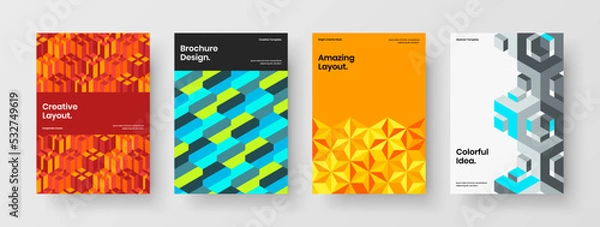 Obraz Premium mosaic tiles pamphlet template bundle. Abstract company identity vector design concept composition.