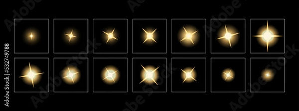 Fototapeta Colorful shine light FX. Shine effect sprite sheet for animation and motion design.