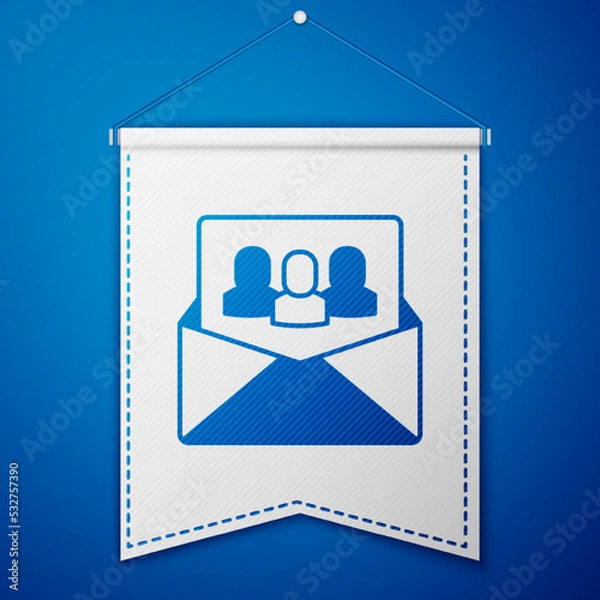 Fototapeta Blue Project team base icon isolated on blue background. Business analysis and planning, consulting, team work, project management. Developers. White pennant template. Vector