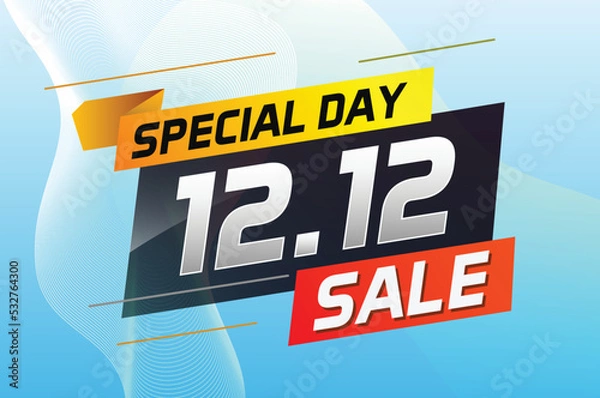 Fototapeta 12.12 Shopping day sale banner background 12 December sale poster template vector illustration for use landing page, template, ui, web, mobile app, poster, banner, flyer, background