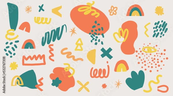 Fototapeta Abstract modern trendy vector illustration. Contemporary design. Doodle y2k set