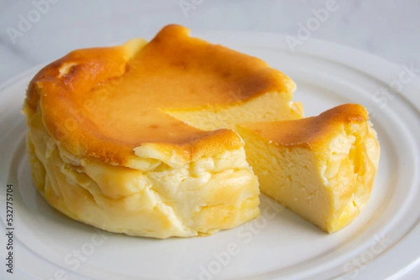 Obraz Homemade Basque Burnt Cheesecake. Dairy dessert.
