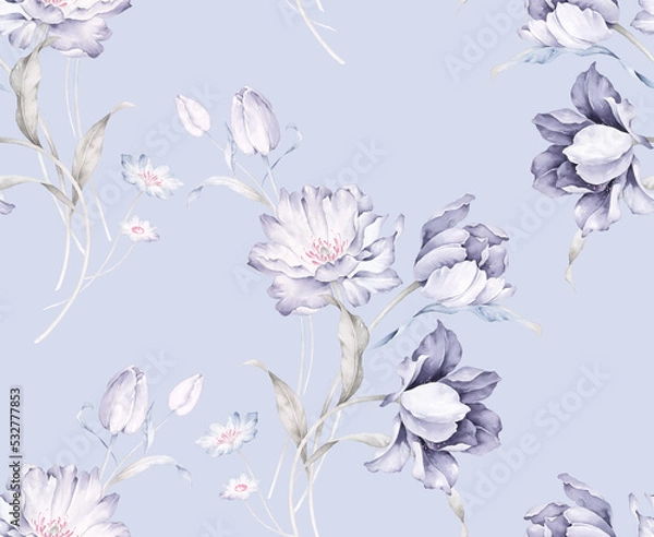 Fototapeta Classic Popular Flower Seamless pattern background.Perfect for wallpaper, fabric design, wrapping paper, surface textures, digital paper.