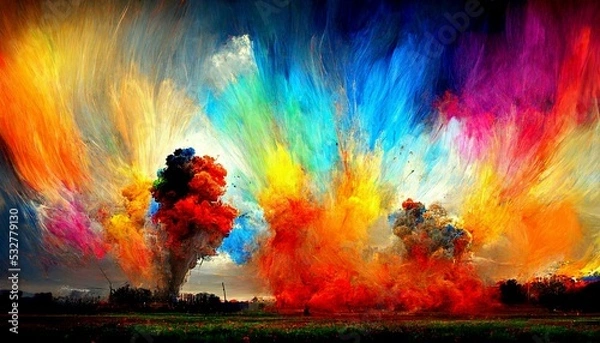 Fototapeta Colored powder explosion. Abstract multicolor background.