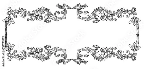 Obraz PNG transparent horizontal decorative frame in Baroque Victorian vintage retro style