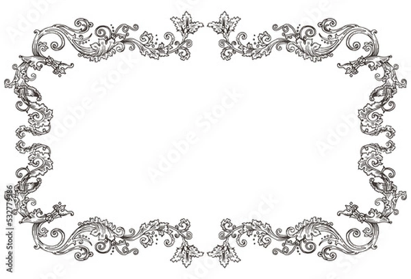 Fototapeta PNG transparent horizontal decorative frame in Baroque Victorian vintage retro style