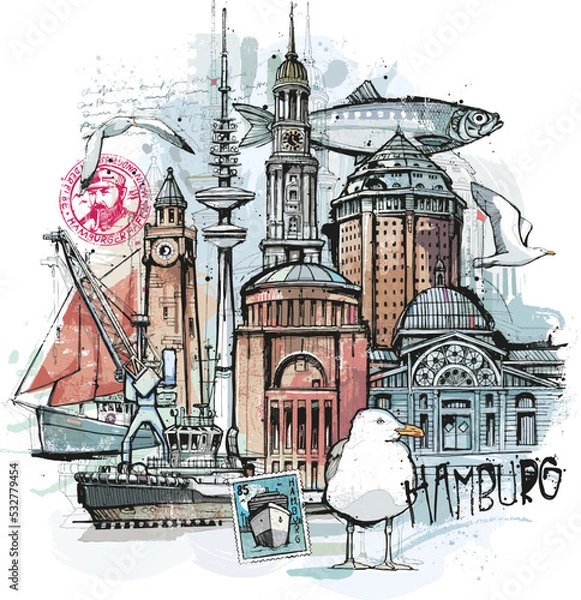 Fototapeta Hamburg Collage