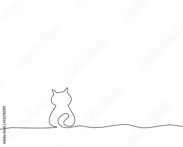 Fototapeta Continue line drawing of cat