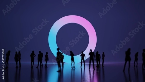 Obraz 3d rendering people in front of symbol of oxygen symbol on background