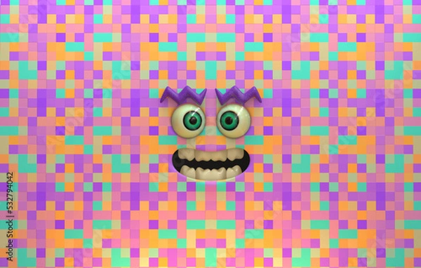 Fototapeta Joyous happy 3d face rendering stylized