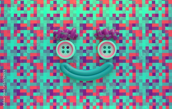 Fototapeta Smiling cute monster creature 3d Face
