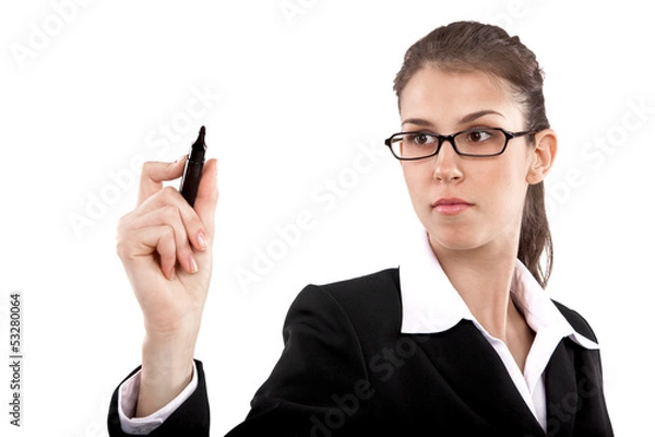 Obraz Businesswoman Writing on Diagram