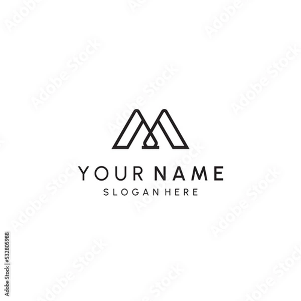 Fototapeta Modern letter M. MM logotype icon design concept Creative minimalist gradient single line logo template isolated on white background. Vector illustration.