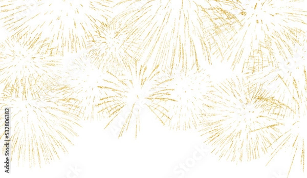 Obraz Golden firework texture, thin  stroke lines. Isolated png illustration, transparent background. Design  for overlay, montage, collage. Happy new year concept.