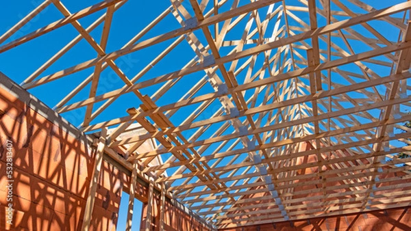 Obraz Pose charpente en bois