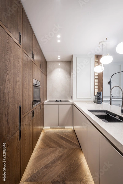 Obraz Wnętrze luksusowej kuchni z urządzeniami