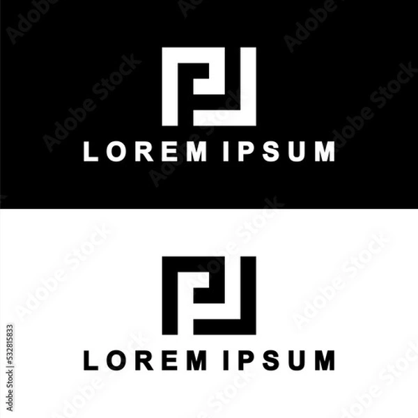 Fototapeta Creative, simple and elegant Initial letter LP or PL logo template in flat design monogram illustration