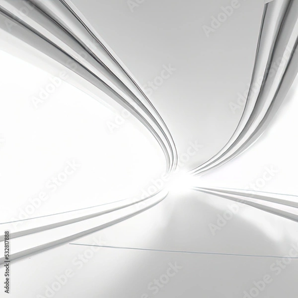 Obraz Modern white interior with tunnel space 3d rendering image. White curved corridor. There is light at the destination