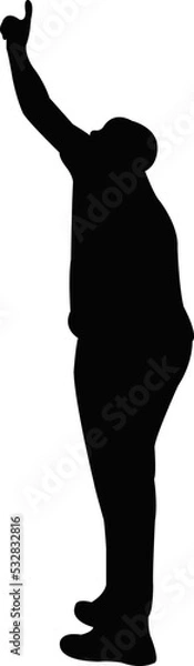 Obraz a man pointing and looking up, body silhouette vector
