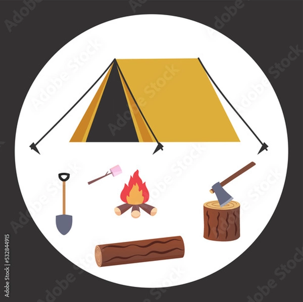 Obraz camping icons set