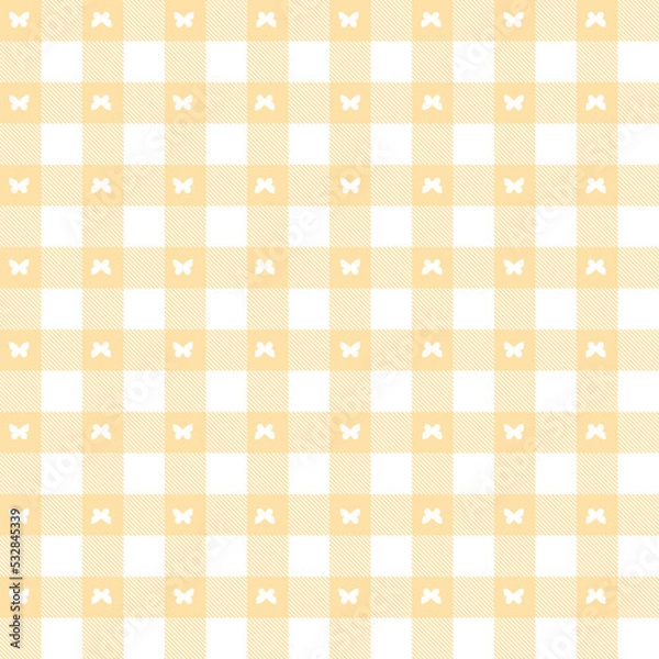 Fototapeta Butterfly Icon Gingham Seamless Pattern