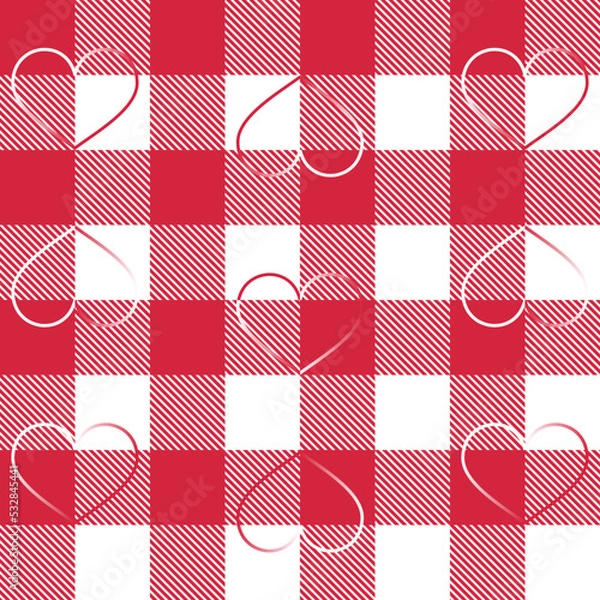 Fototapeta Heart  Gingham Vector Seamless Pattern