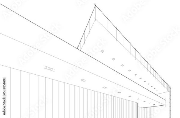 Fototapeta Architectural drawing vector 3d illustration