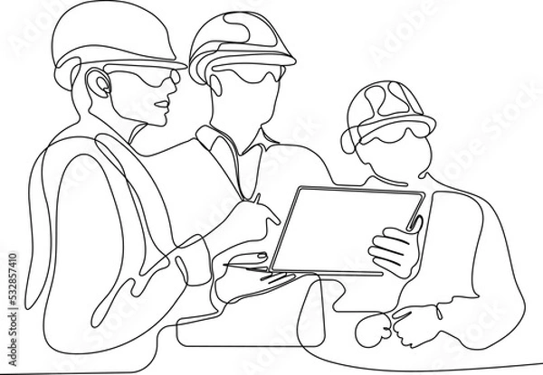 Fototapeta construction manager and engineer working on building site. Vector illustration