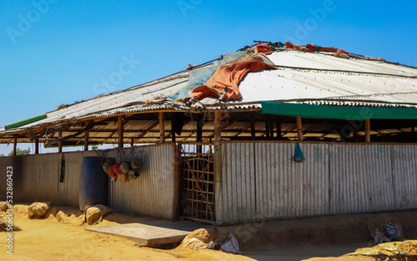 Obraz A mosque made with iron sheets on Rohingya refugee camp