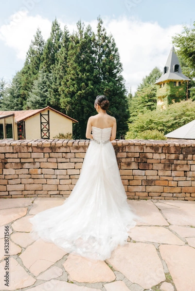 Obraz 白いドレスを着る女性の後ろ姿