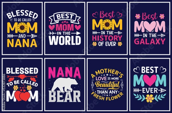 Fototapeta Mother's Day Vector Set, mother's day quote t-shirt bundle