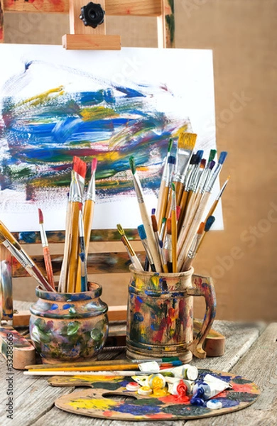 Fototapeta Paints and brushes