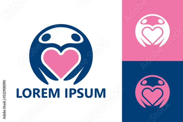 Obraz Two people love logo template design vector