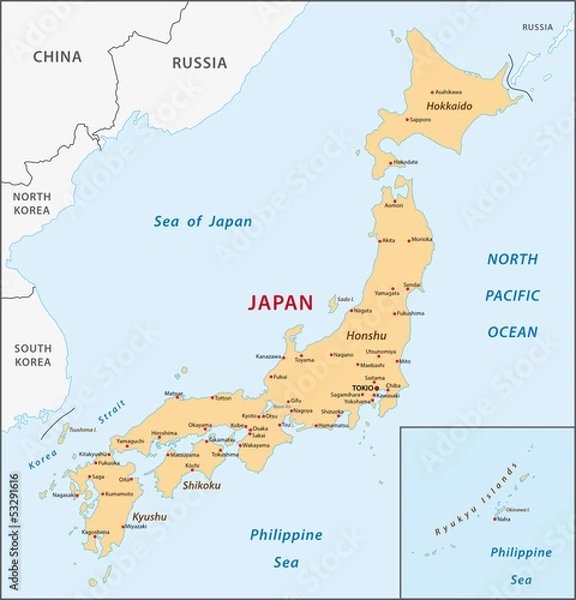 Obraz Mapa Japonii