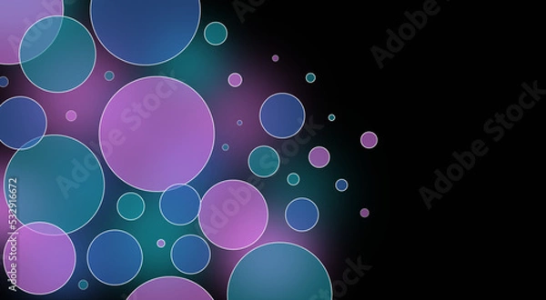 Fototapeta abstract background with circles, Bokeh shines prominently on a black background,  pastel lovely bubble bokeh background
