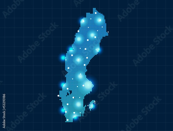 Fototapeta pixel Sweden map
