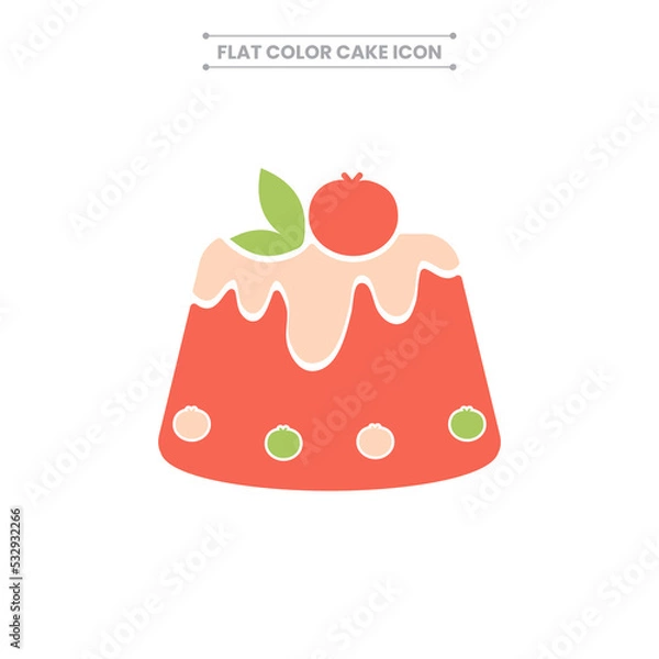 Obraz Flat Colorful Delicious Cake Vector Illustration
