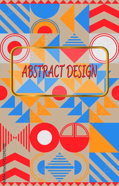 Obraz red blue orange and white geometric triangle shape pattern