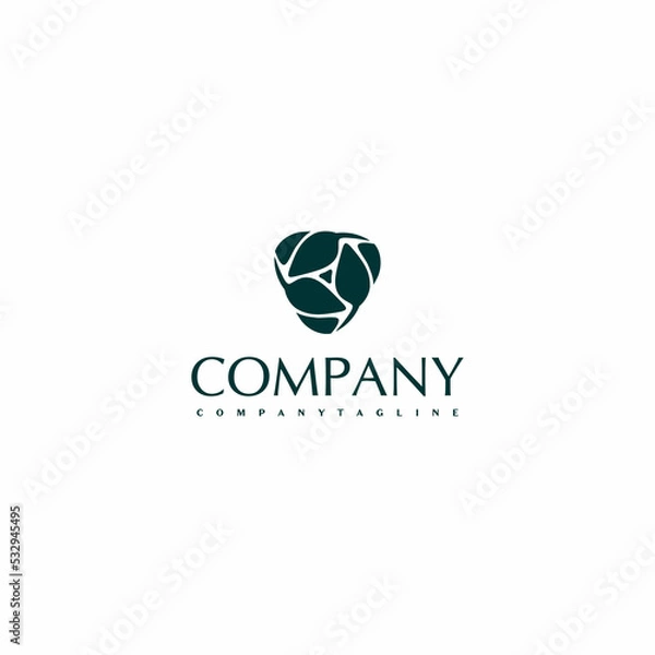 Obraz Logo template, leaves , trinity, technology, icon. Rotating logo, Vector illustration